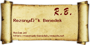 Rezsnyák Benedek névjegykártya